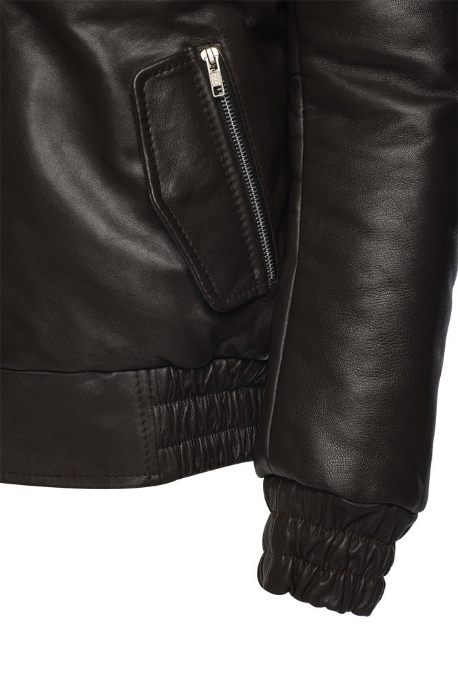 Men's Black Parka Hooded Leather Jacket