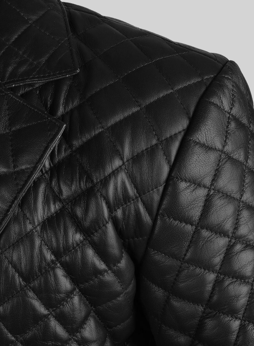 Men's Black Quilted Leather Blazer