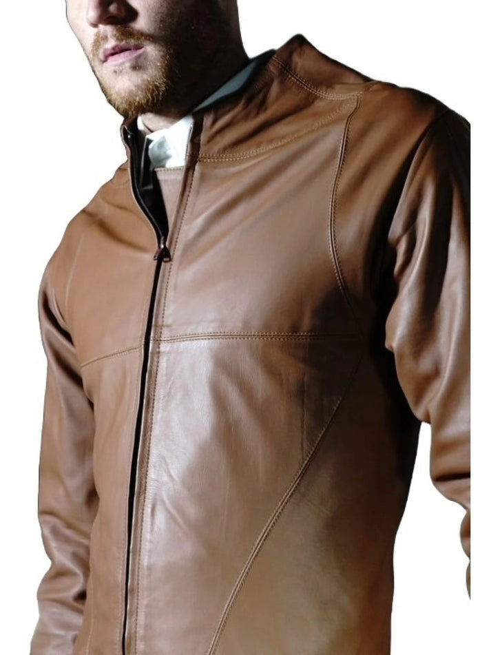 Men's Brown Bodycon Leather Jumpsuit