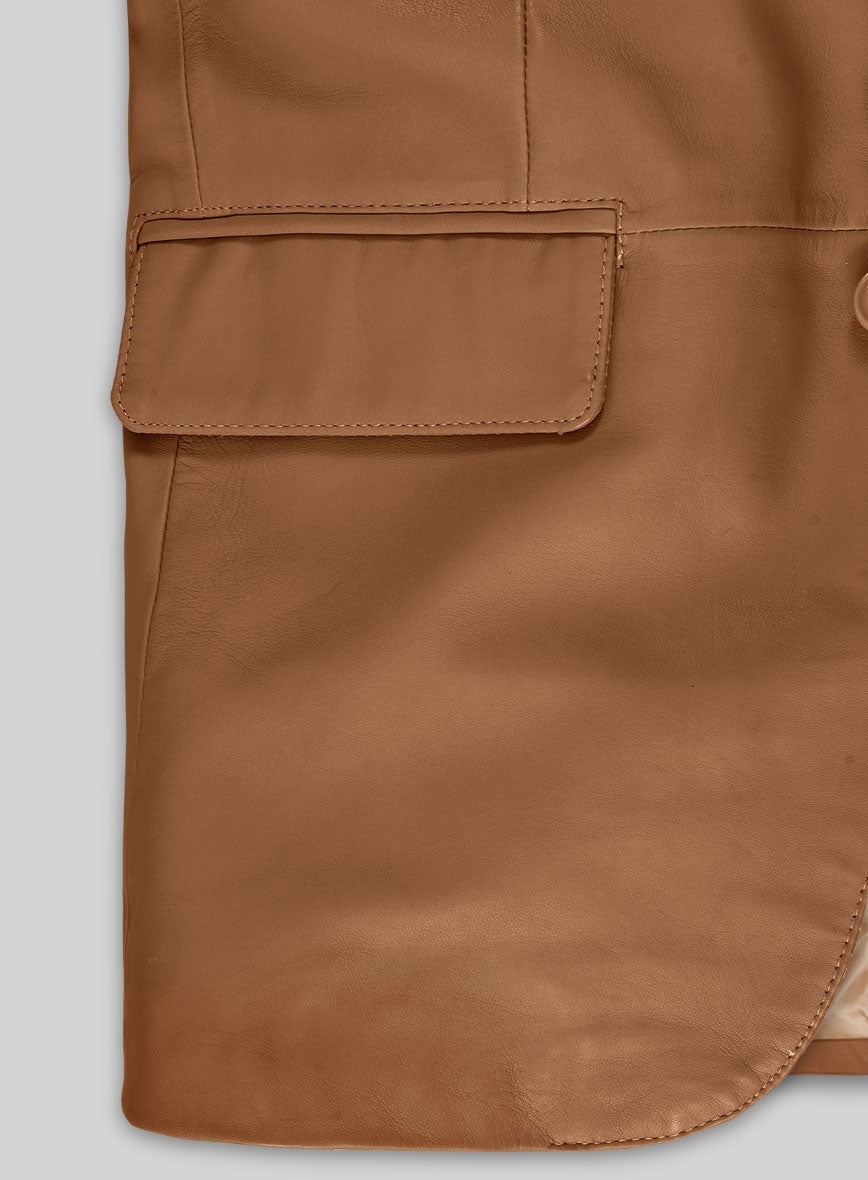 Men's Brown Leather Blazer