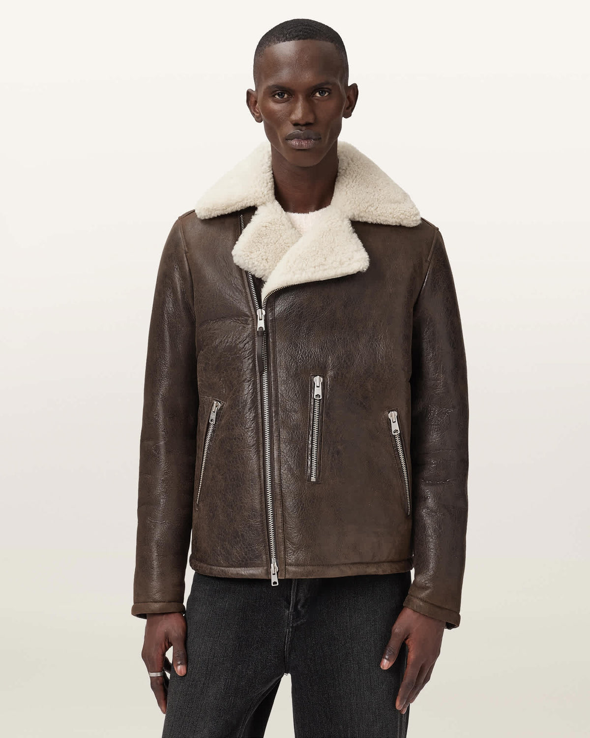 Men's Brown Shearling Aviator Leather Jacket-arcane-fox