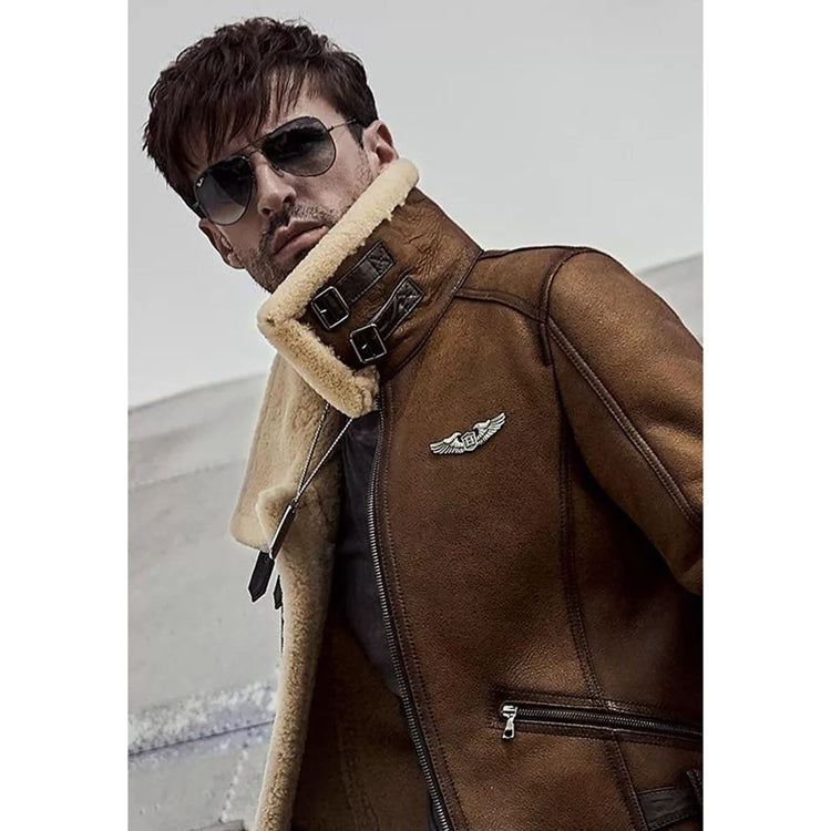 Men's Brown Sheepskin Fur Leather Jackets