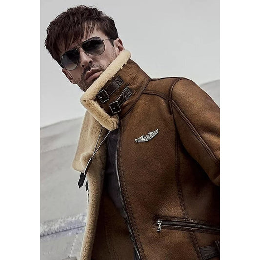 Men's Brown Sheepskin Fur Leather Jackets