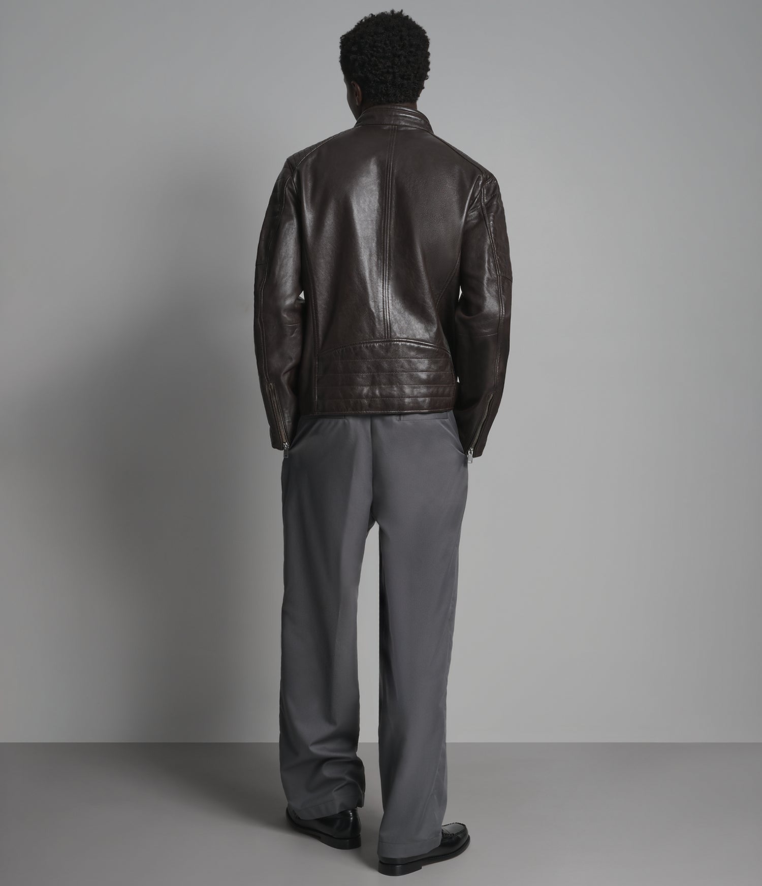 Men's Chocolate Brown Cafe Racer Leather Jacket