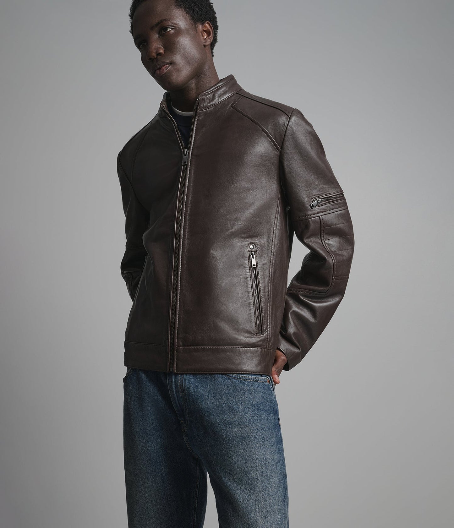 Men's Chocolate Brown Premium Leather Jacket