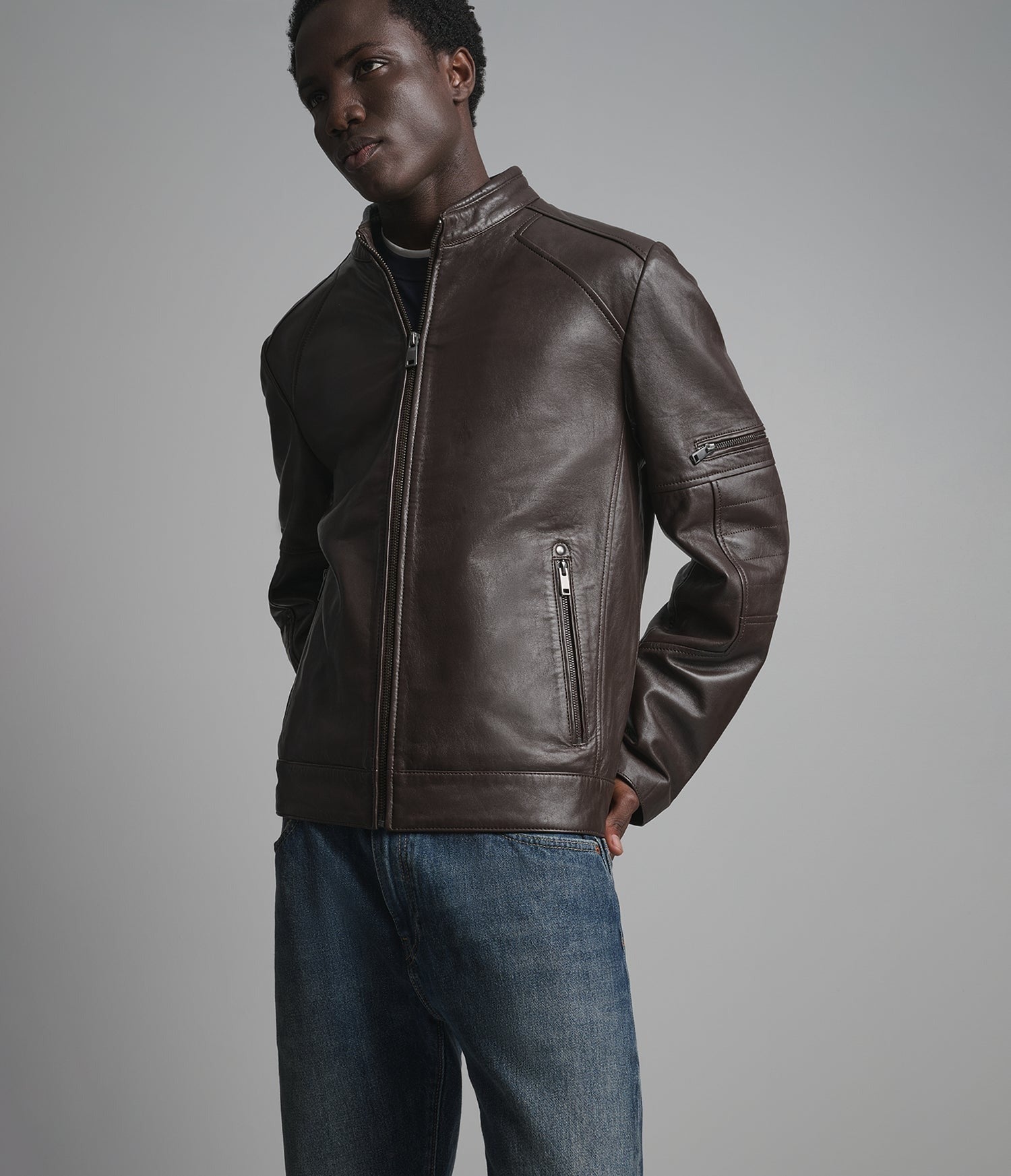 Men's Chocolate Brown Premium Leather Jacket