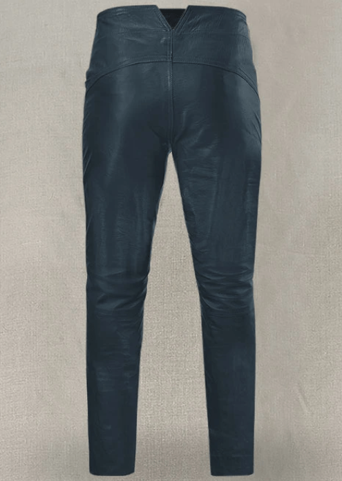 Men's Leather Pant In Royal Blue