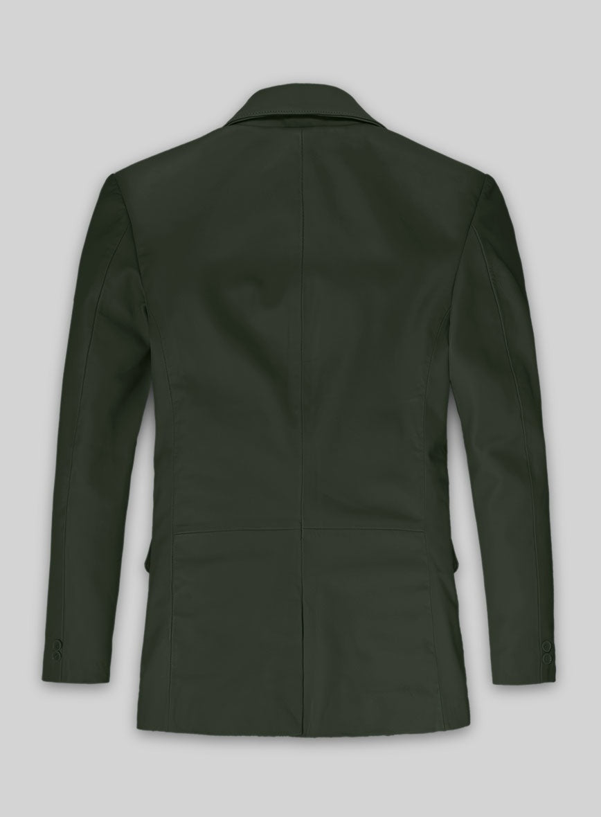 Men's Green Leather Blazer