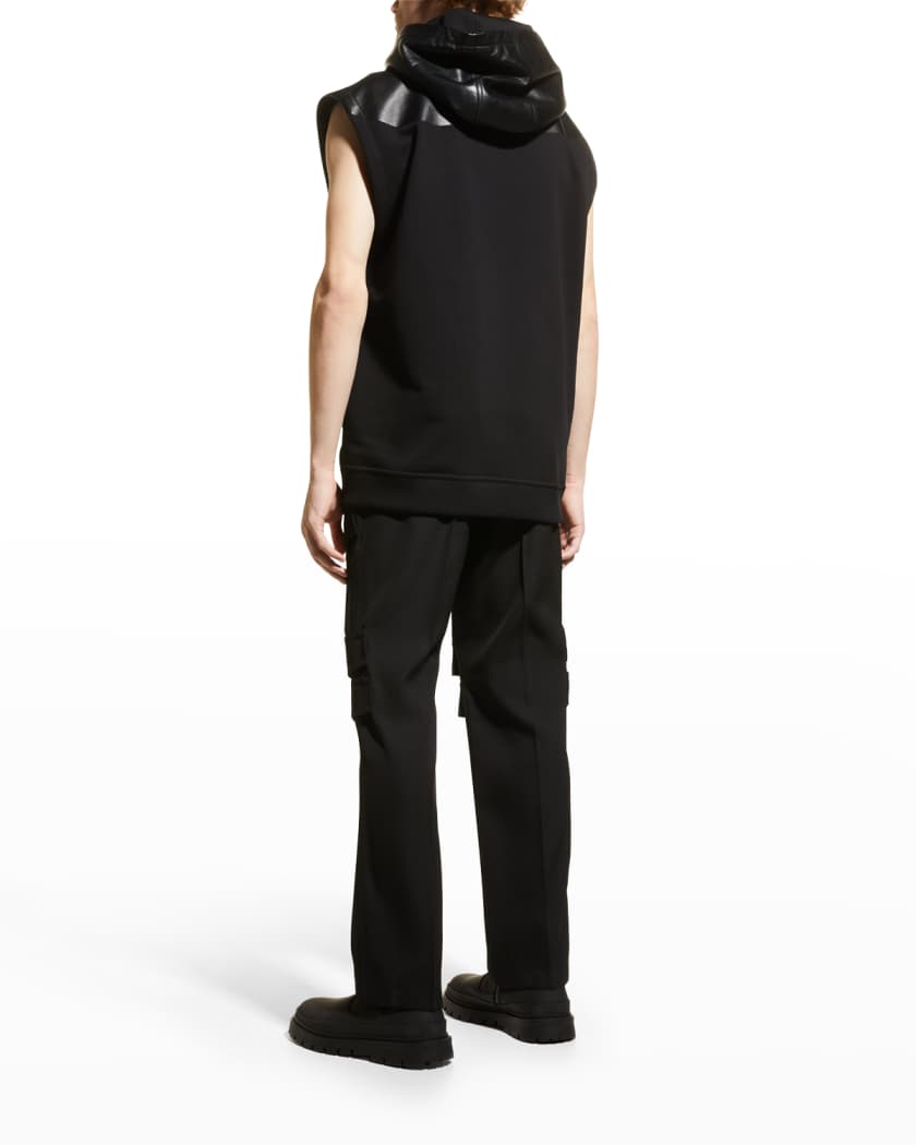 Men's Hooded Leather Shirt In Black