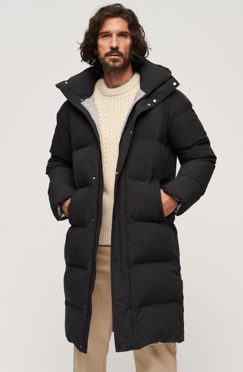 Men's Hooded Puffer Trench Coat In Black - Arcane Fox Men's Hooded Puffer Trench Coat In Black - Arcane Fox