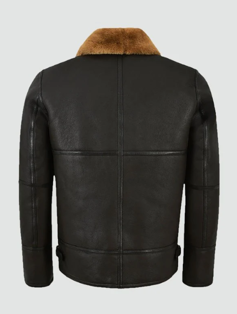 Men's Shearling Brown Fur leather jacket In Black