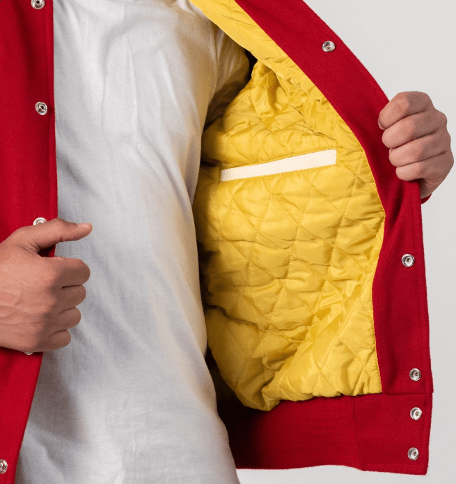 Miami Heritage Varsity Bomber Leather Jacket In Red