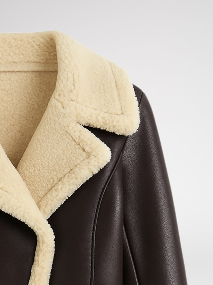 Women's Cropped Dark Brown Fur Leather Jacket