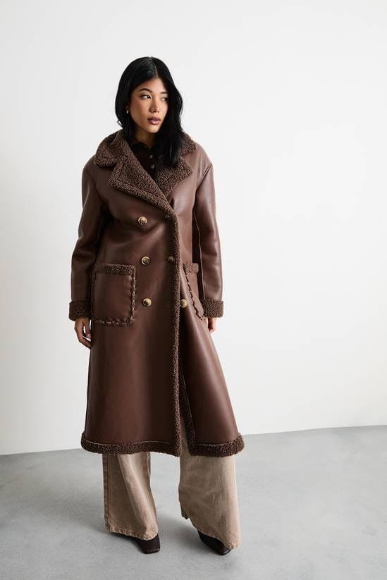 Women's B7 Trench Shearling Leather Coat In Dark Brown - Arcane Fox