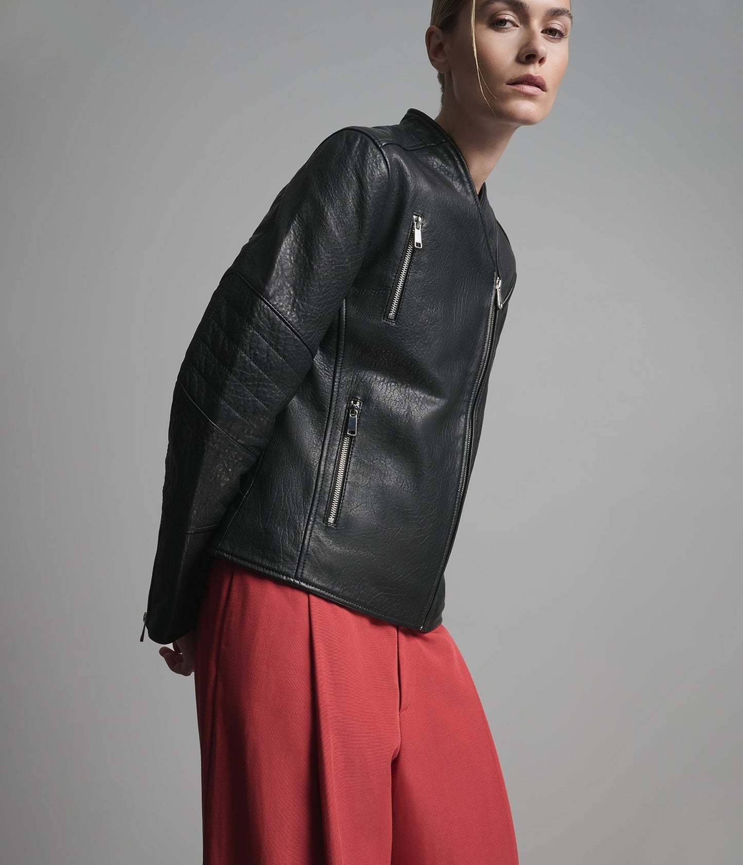 Women's Black Motorcycle Leather Jacket - Arcane Fox