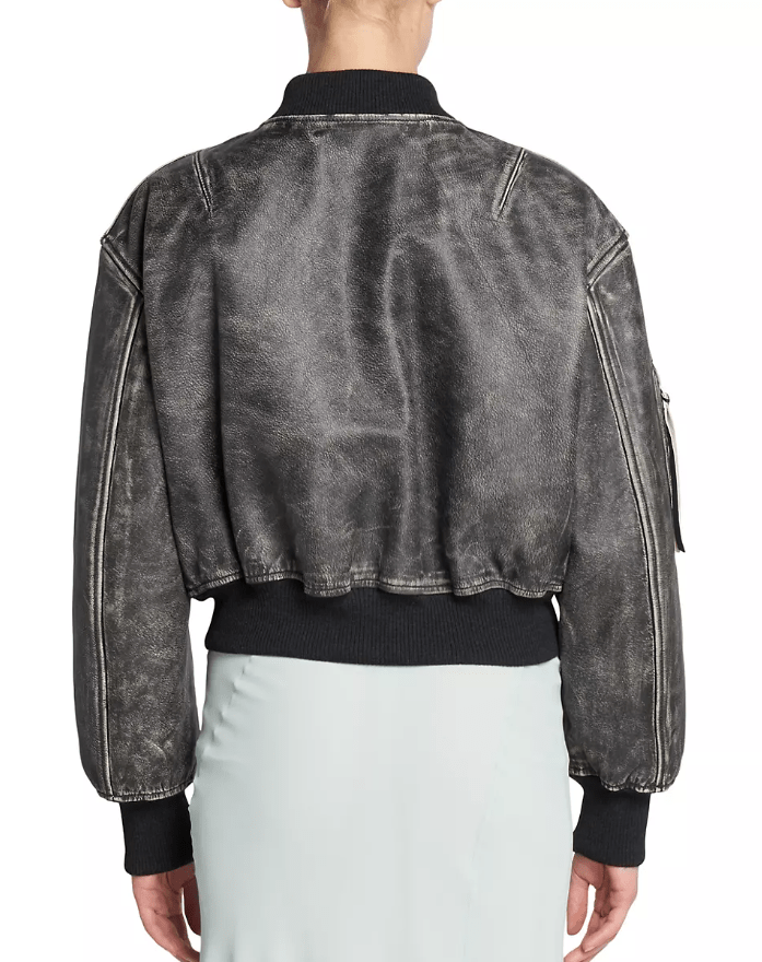 Women's Bomber Vintage Leather Jacket In Black