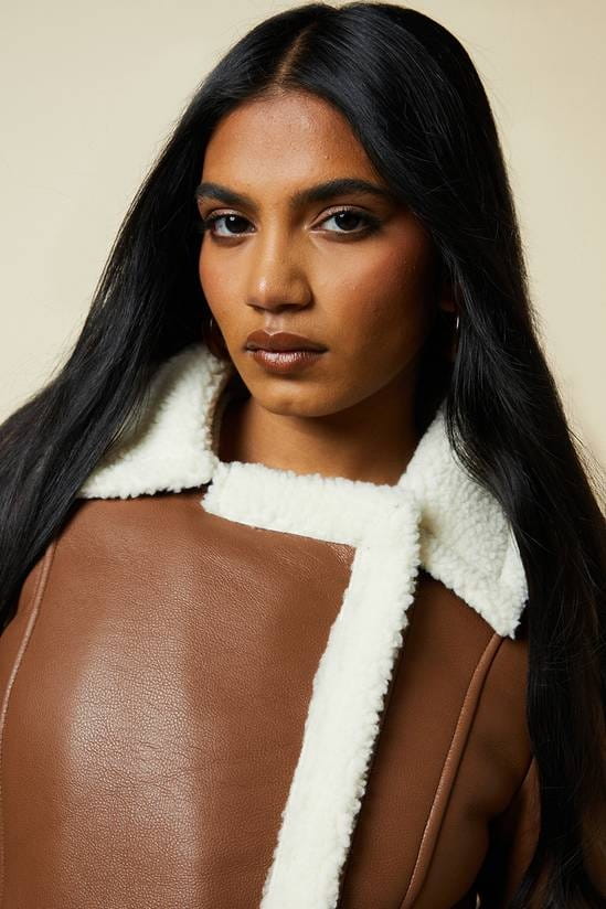 Women's Brown B3 Aviator Shearling Leather Jacket - Arcane Fox