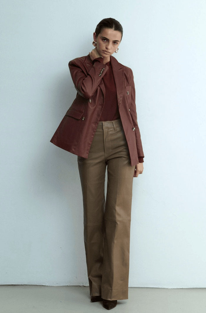 Women's Brown Leather Pant