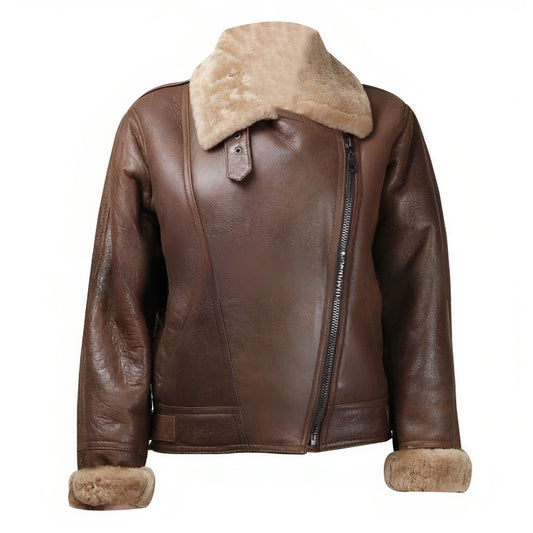 Women's Brown Sheepskin Fur Leather Jacket