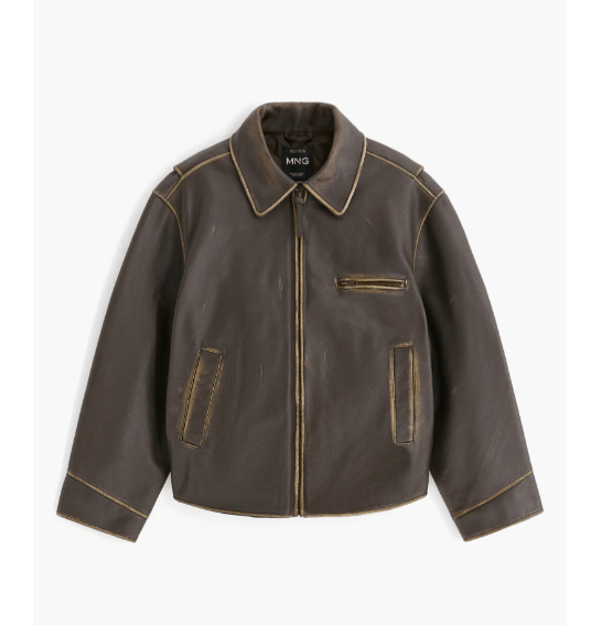 Women's Distressed Vintage Leather Jacket In Dark Brown