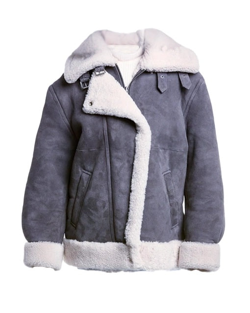 Women's Gray B7 Fur Leather Jacket