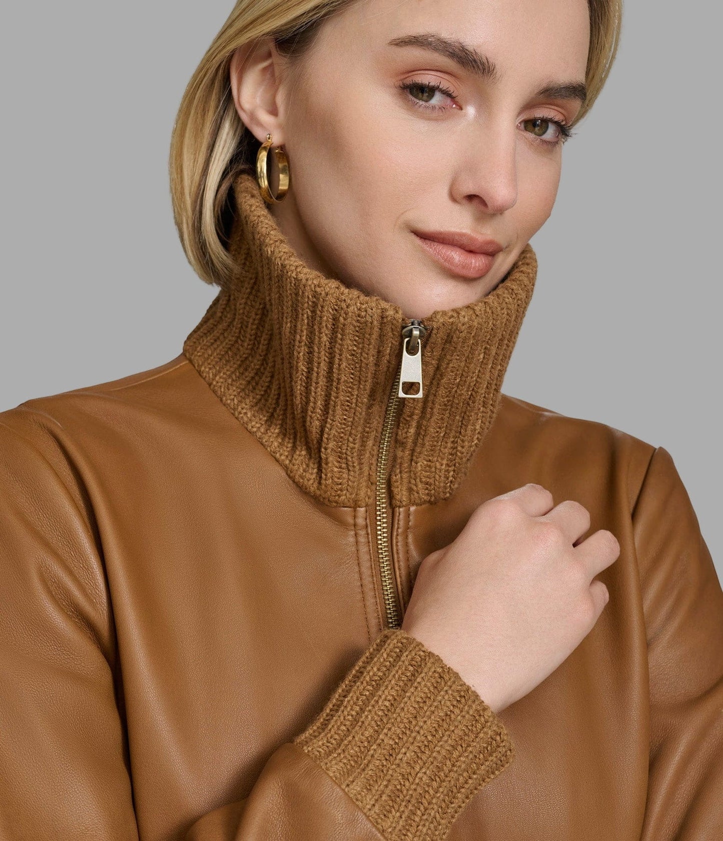 Women's Harrington Bomber Leather Jacket In Brown - Arcane Fox