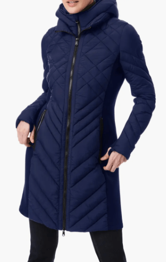 Arcane Fox - Women's Hooded Puffer Quilted Coat In Blue