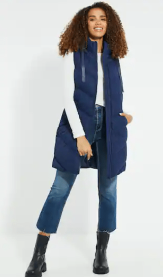 Arcane Fox - Women's Hooded Puffer Sleeveless Coat In Blue
