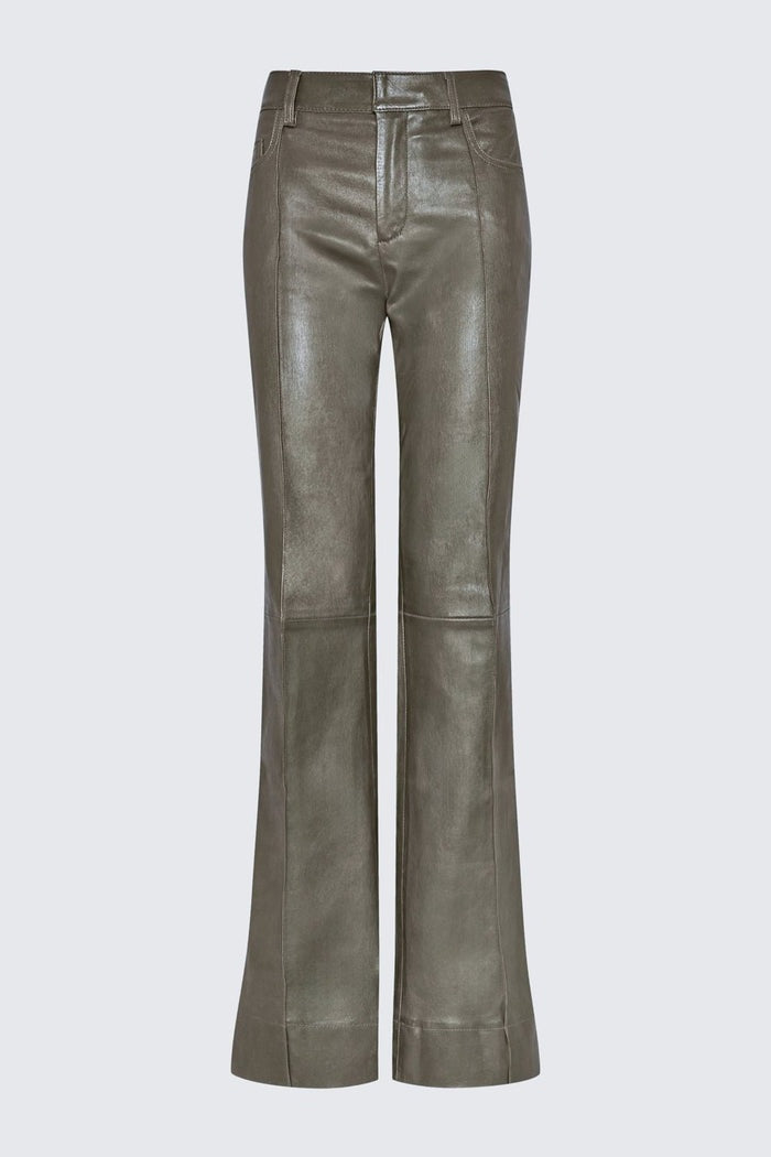 Women's Khaki Leather Pant
