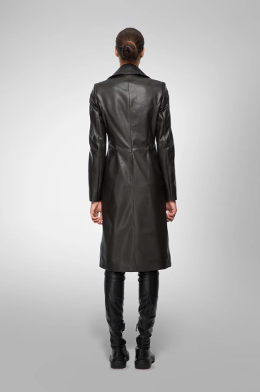 Women's Leather Coat In Black