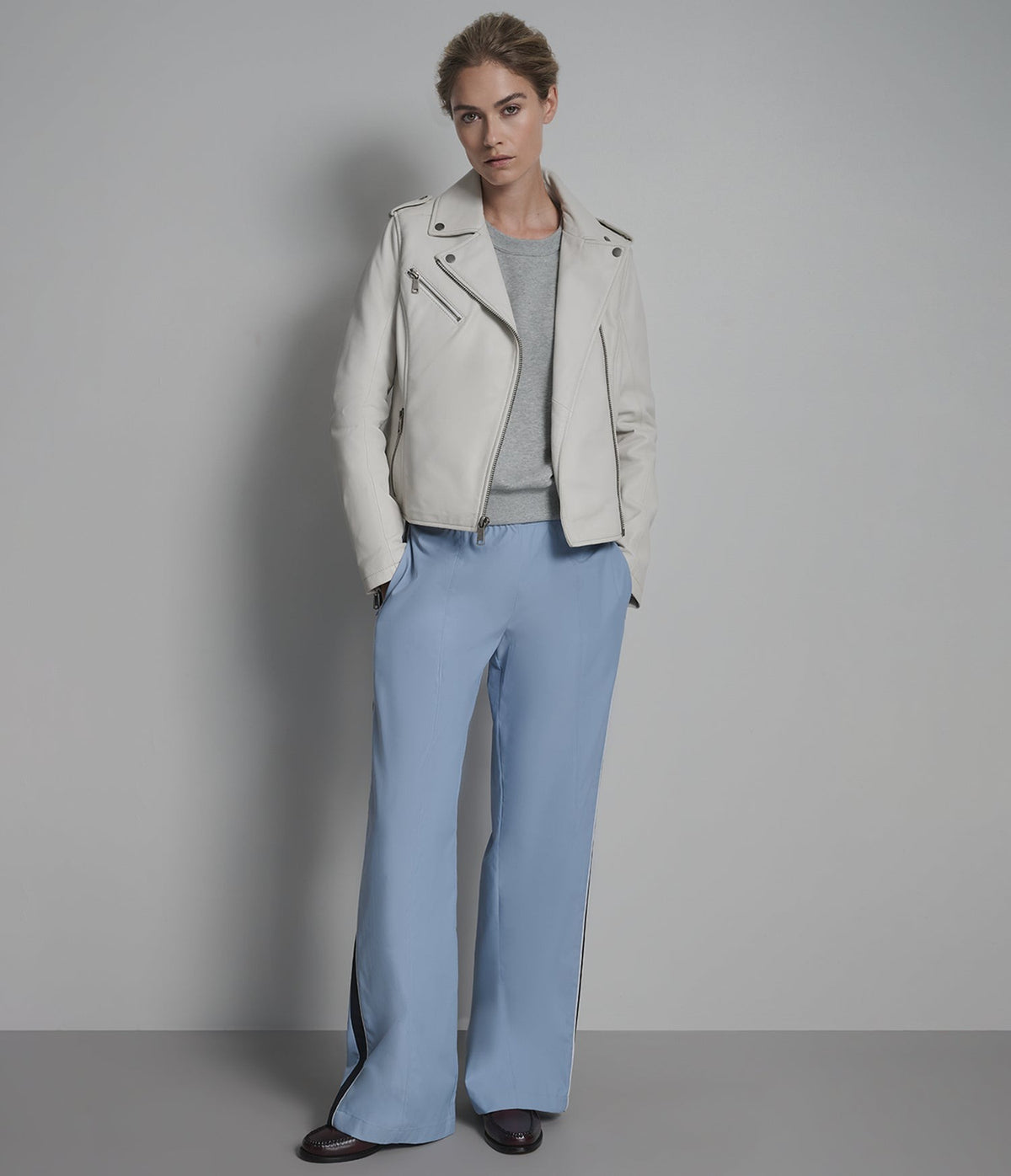 Women's Off White Motorcycle Leather Jacket - Arcane Fox