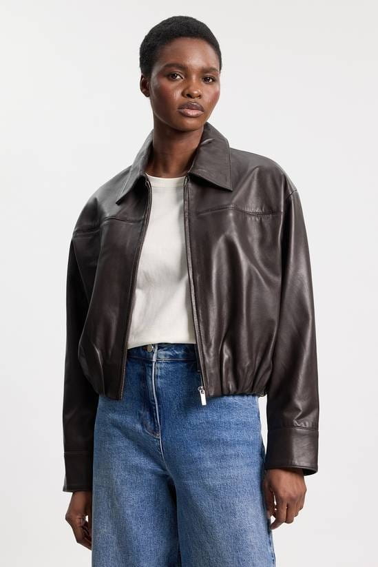 Women's Scuba Chocolate Brown Leather Jacket - Arcane Fox