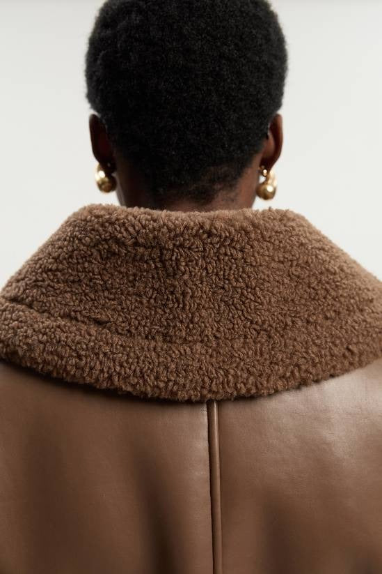 Women's Sheepskin Shearling Brown Leather Jacket