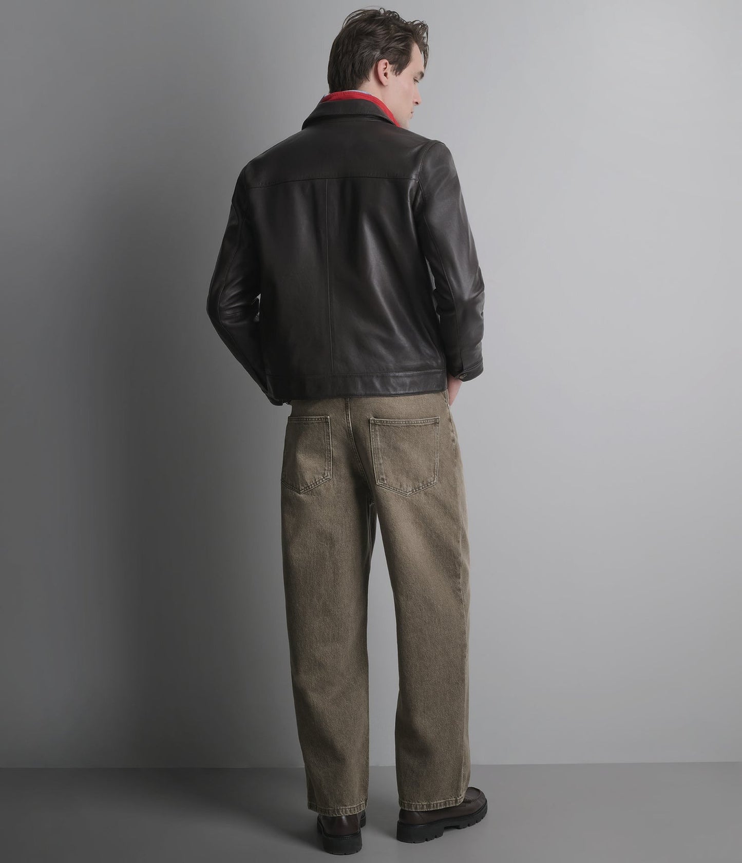Men's Chocolate Brown Trucker Leather Jacket