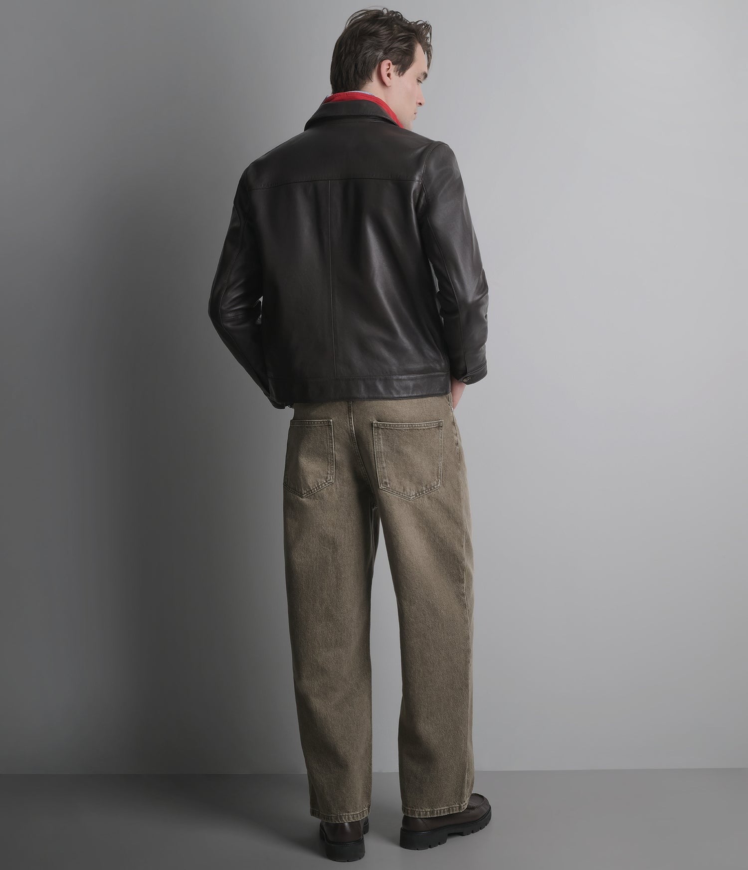Men's Chocolate Brown Trucker Leather Jacket