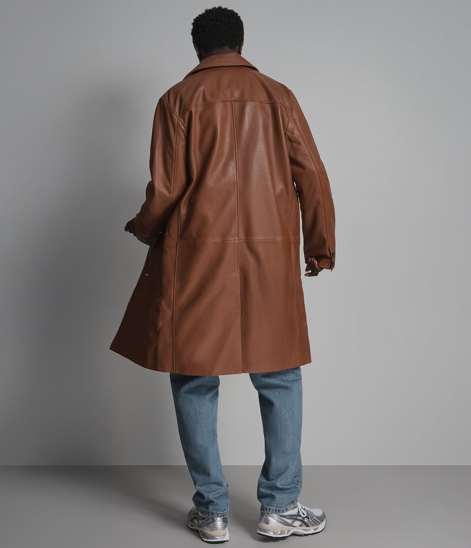 Men's Brown Trench Leather Coat - Arcane Fox