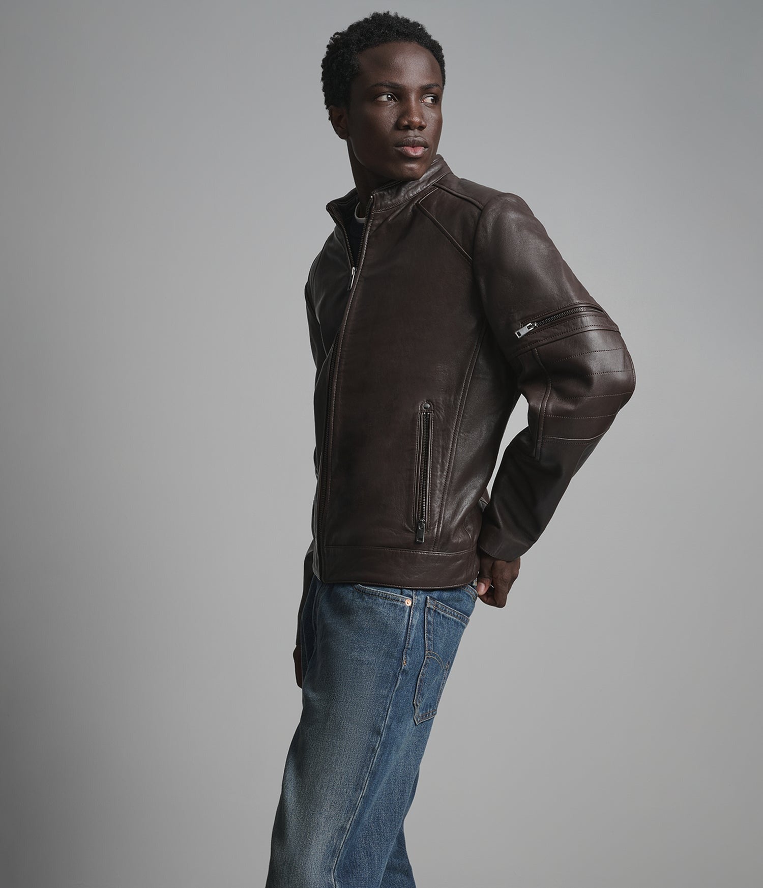 Men's Chocolate Brown Premium Leather Jacket