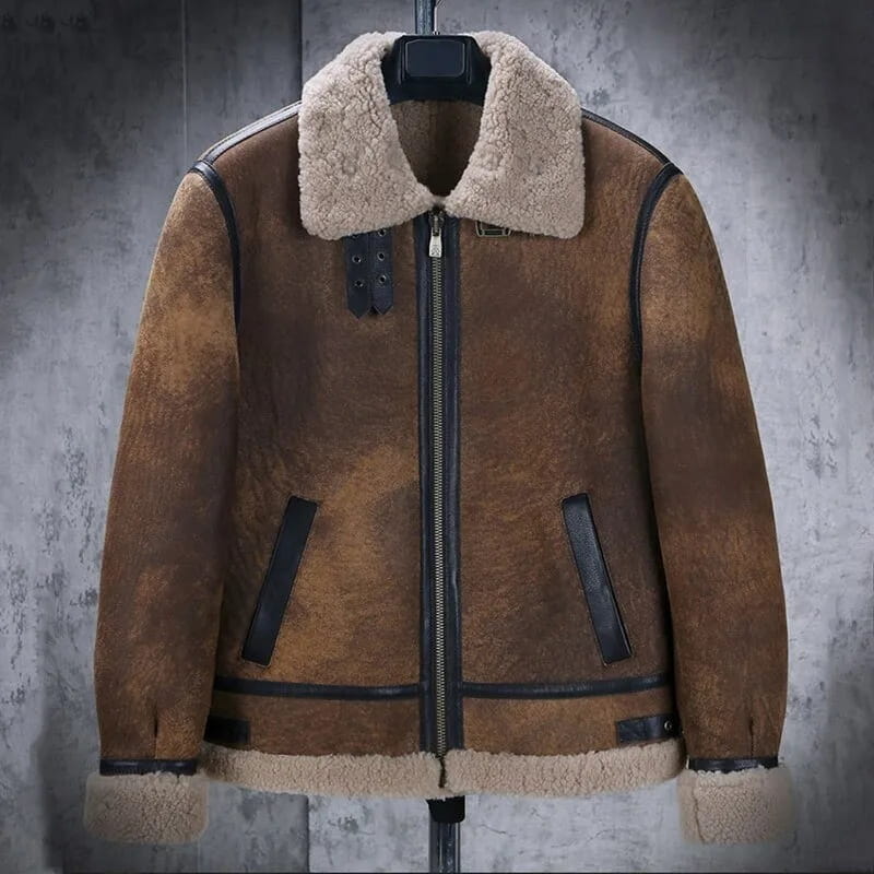 Men's Dark Brown B3 Sheepskin Aviator Leather Jacket - Arcane Fox