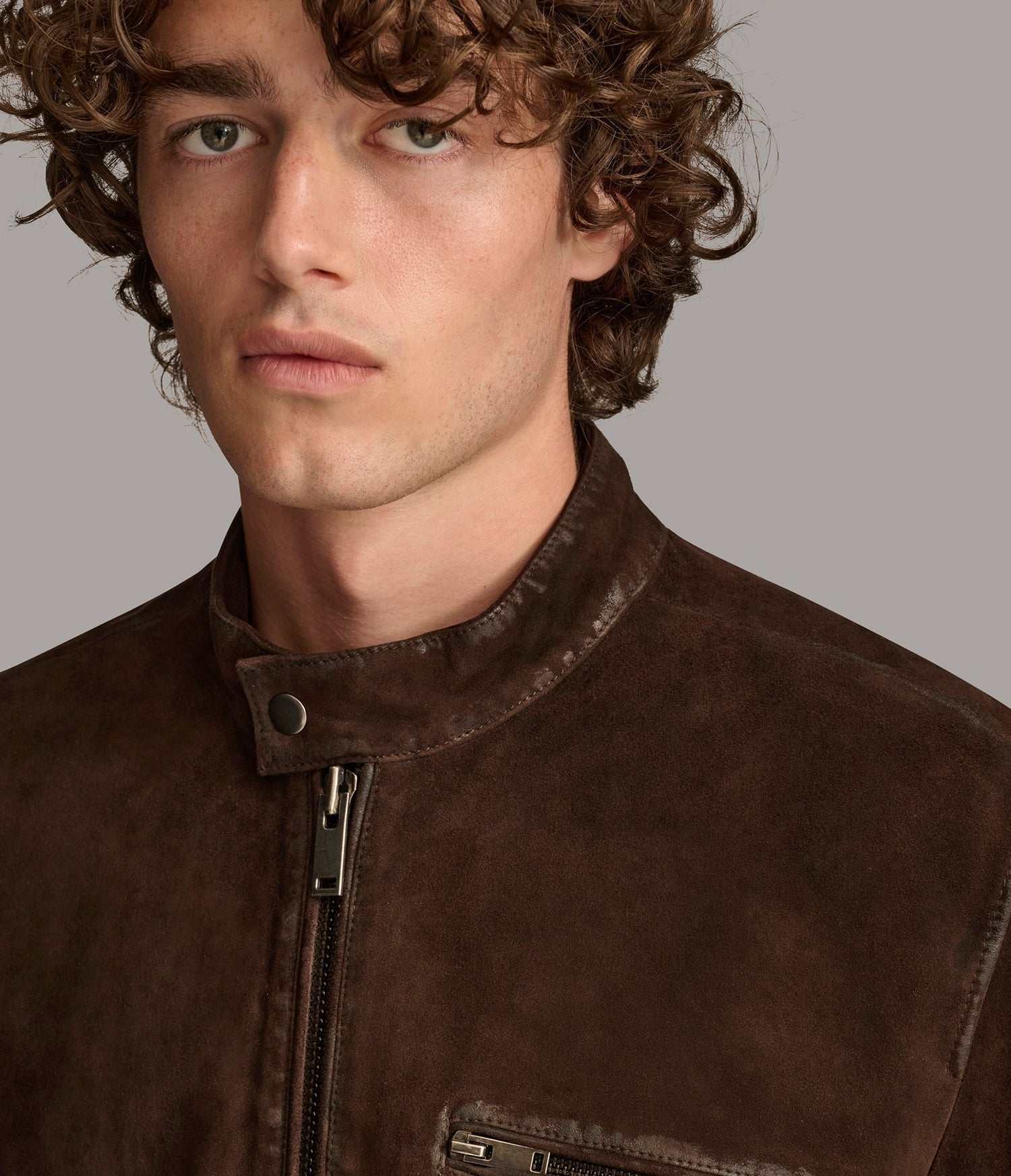 Men's Dark Brown Motorcycle Suede Leather Jacket