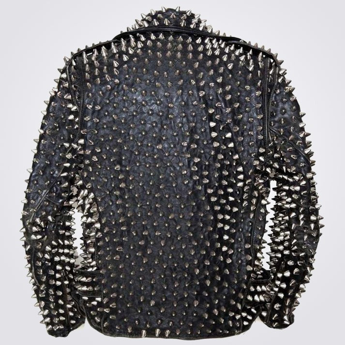 Arcane Fox - Men's Fully Studded Leather Jacket In Black