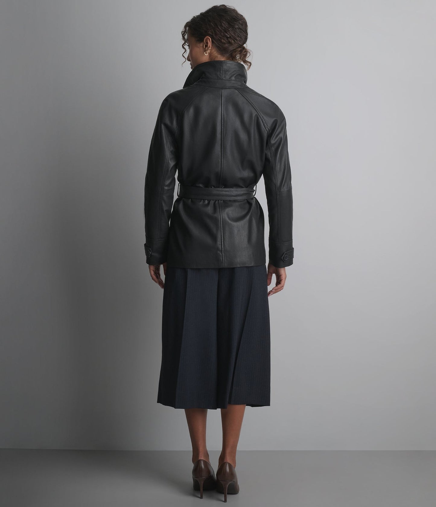 Women's Belted Black Leather Jacket -  Arcane Fox