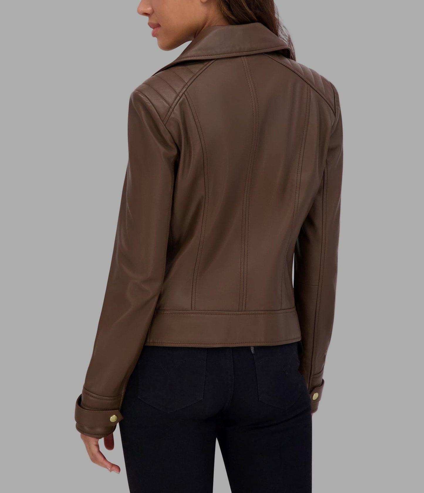 Women's Biker Brown Leather Jacket