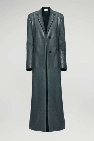 Women's Trench Leather Coat In Gray