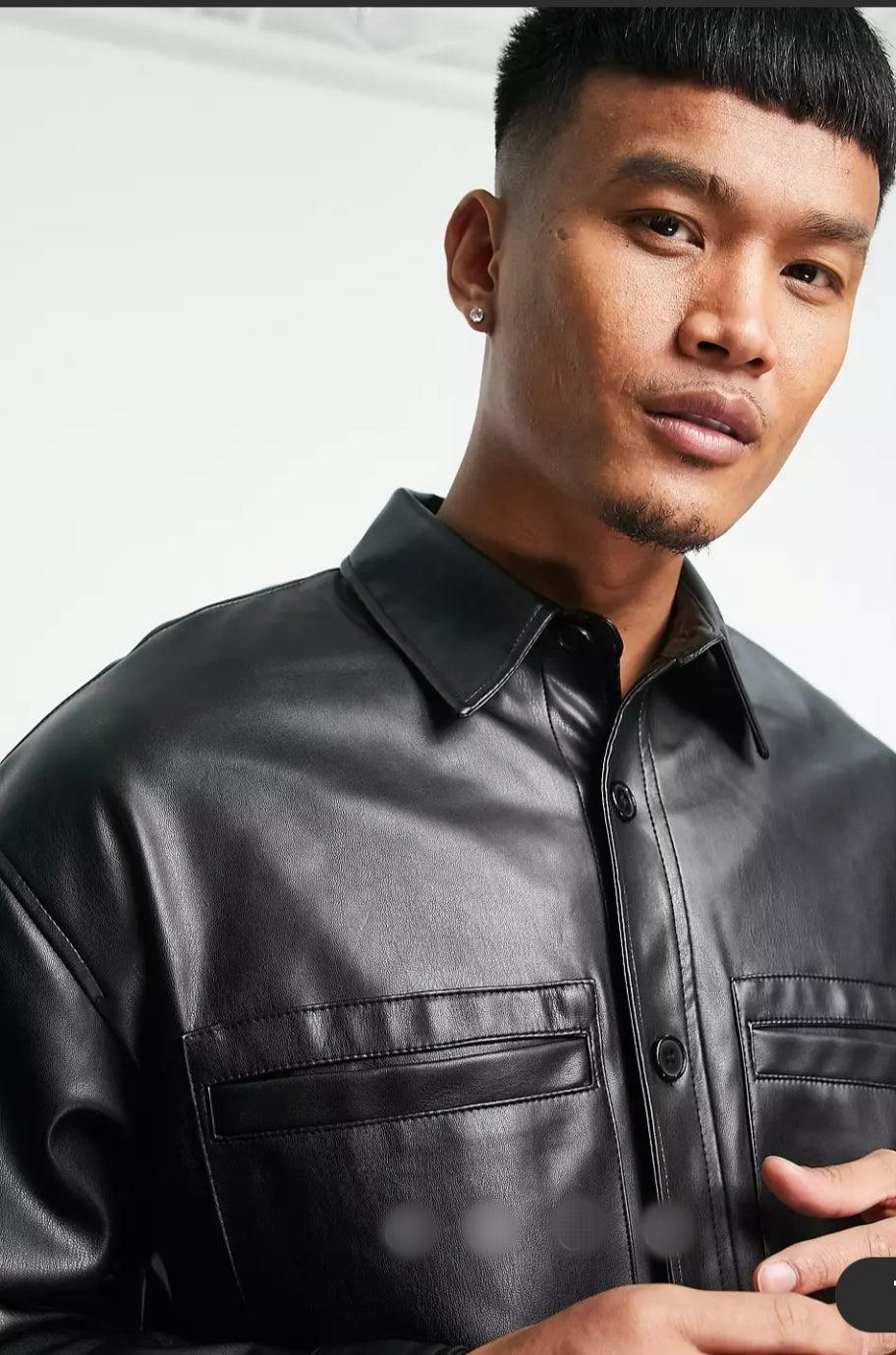 Men's Black Leather Shirt In Full Sleeve