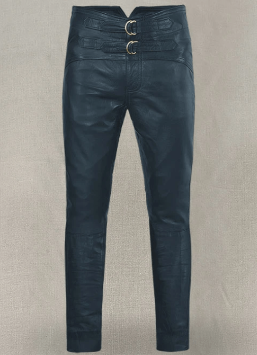 Men's Leather Pant In Royal Blue