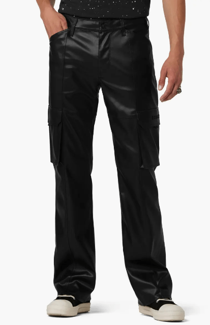 Men's Leather Cargo Pant In Black
