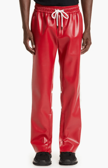 Men's Leather Pant In Red