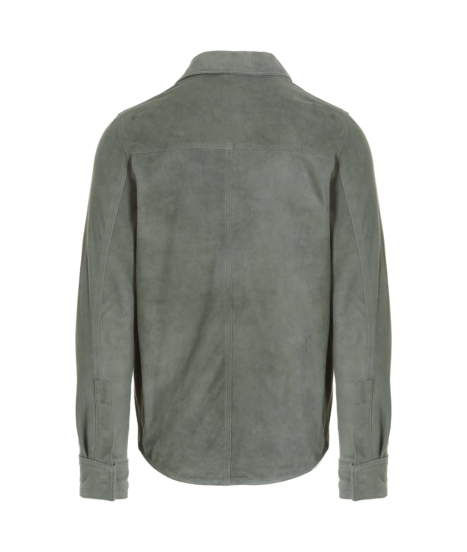 Men's Suede Leather Shirt In Smoke Gray