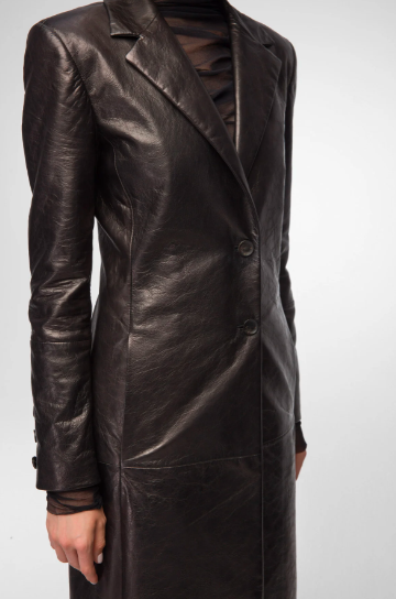 Women's Blazer Leather Coat In Black