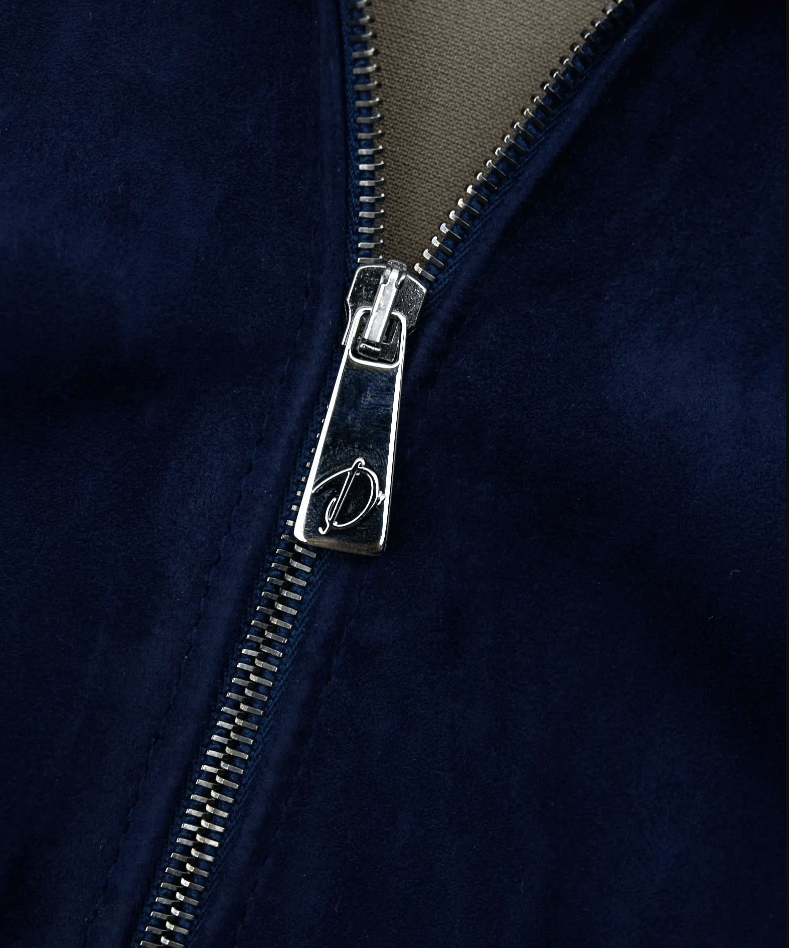 Women's Suede Bomber Leather Jacket In Royal Blue